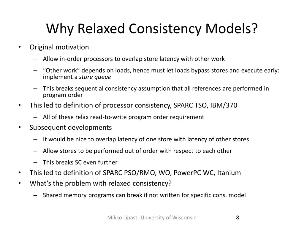 why relaxed consistency models