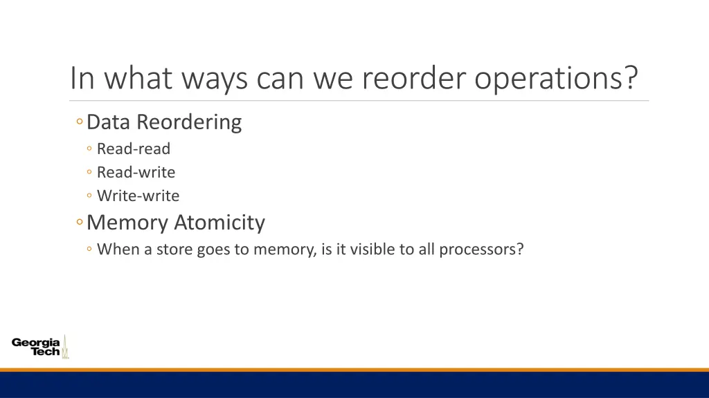 in what ways can we reorder operations