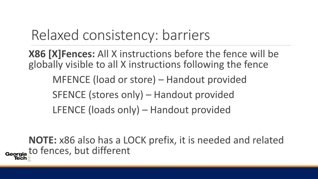 relaxed consistency barriers x86 x fences