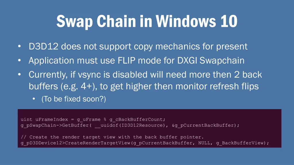 swap chain in windows 10