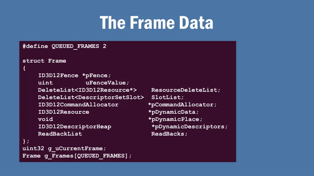 the frame data