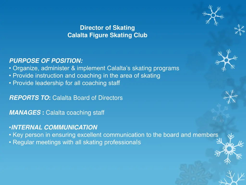 director of skating calalta figure skating club