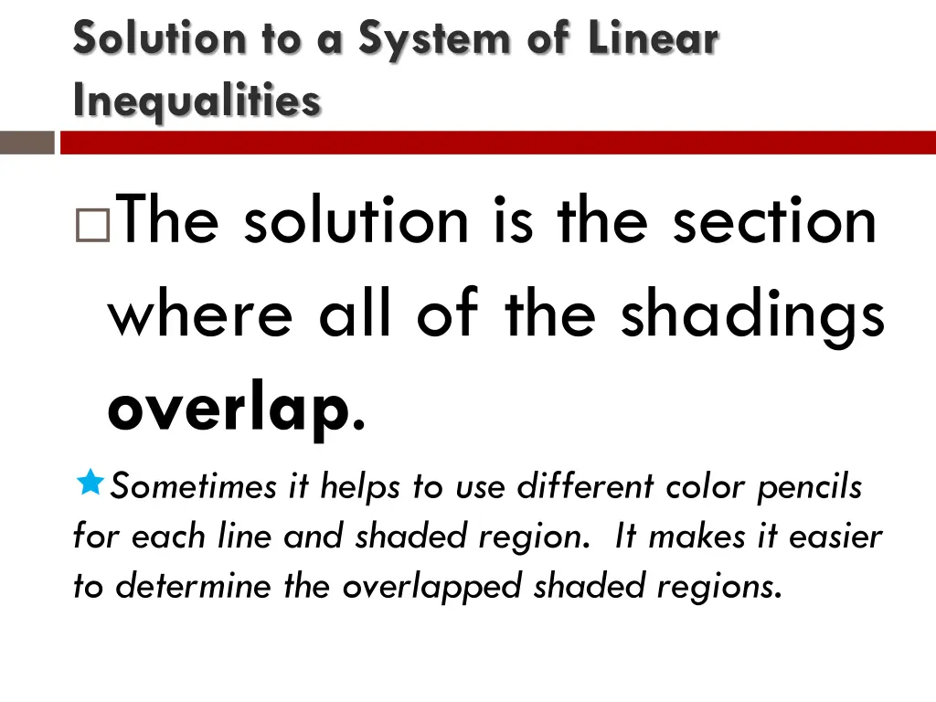 solution to a system of linear inequalities