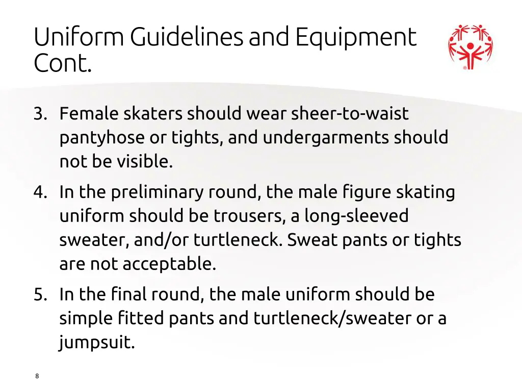 uniform guidelines and equipment cont