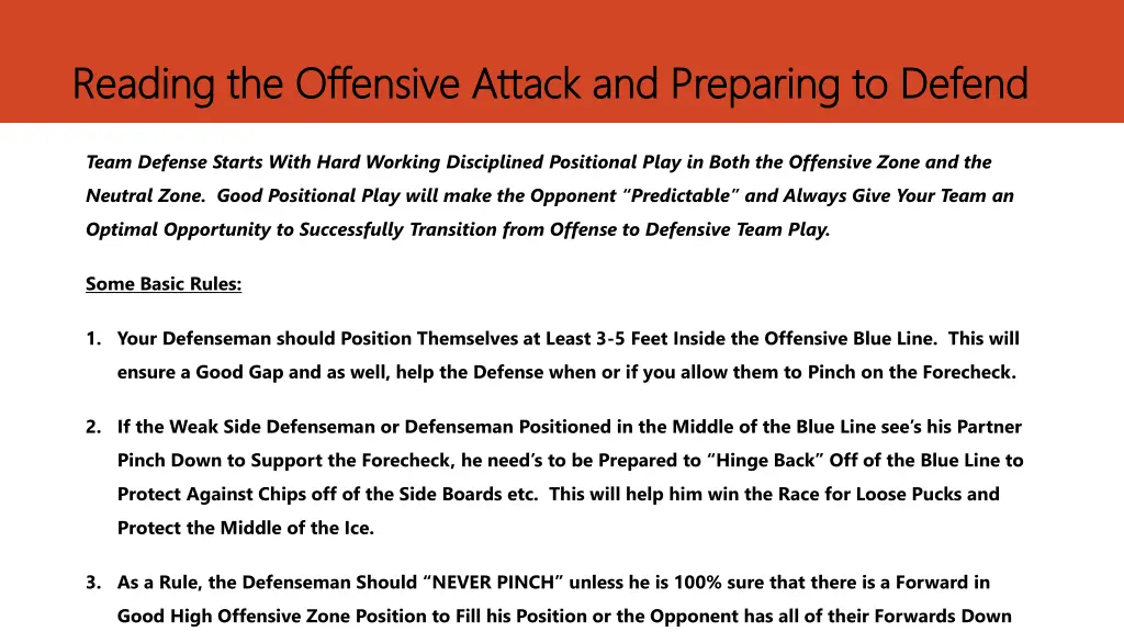 reading the offensive attack and preparing