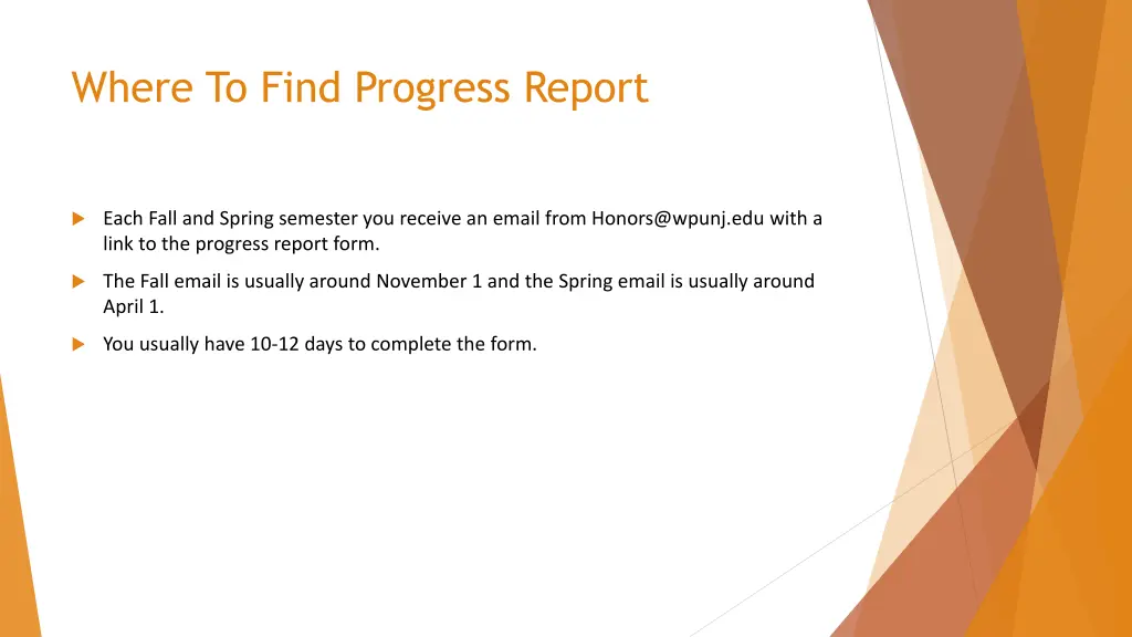 where to find progress report