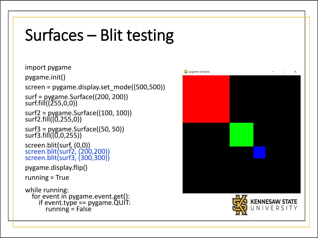 surfaces surfaces blit 3