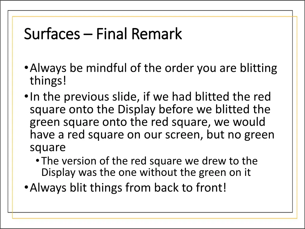 surfaces surfaces final remark final remark