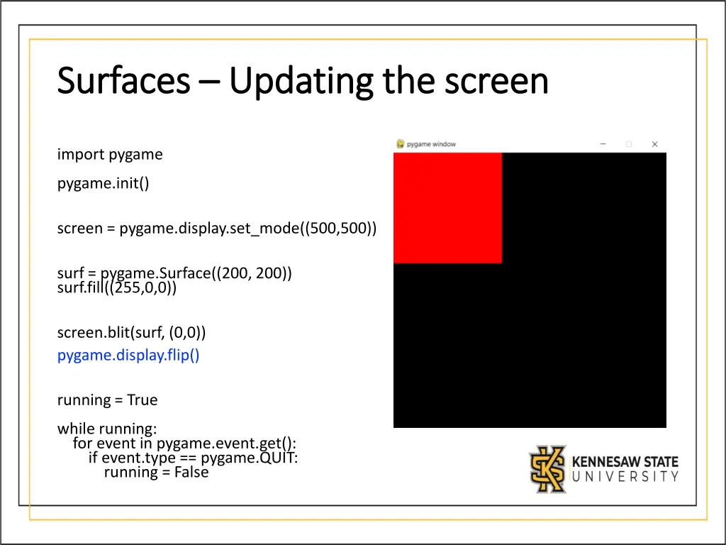 surfaces surfaces updating the screen updating 1