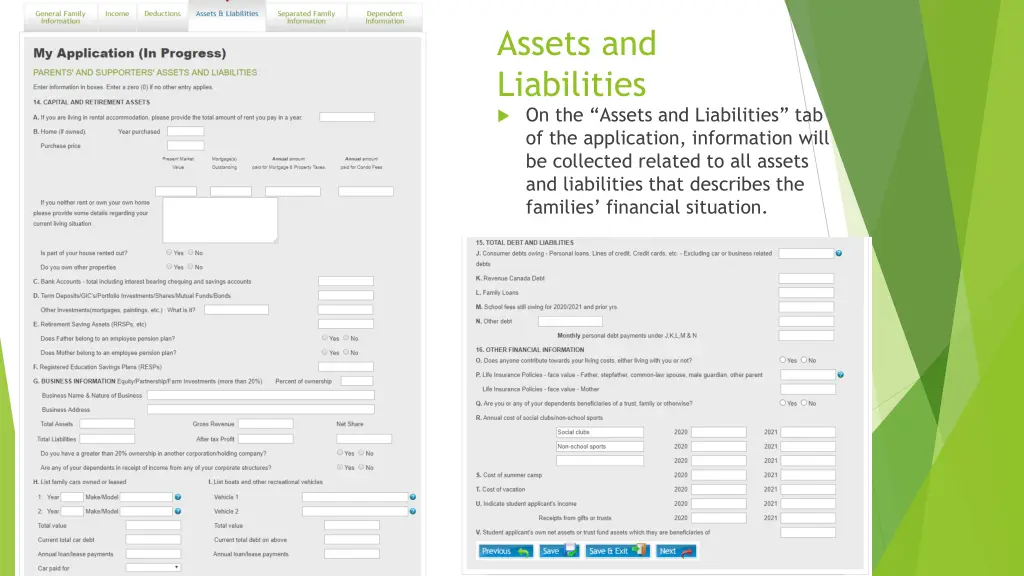 assets and liabilities on the assets