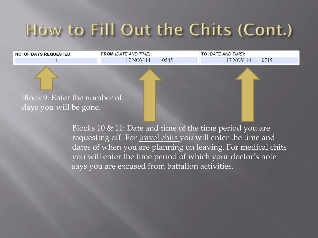 block 9 enter the number of days you will be gone