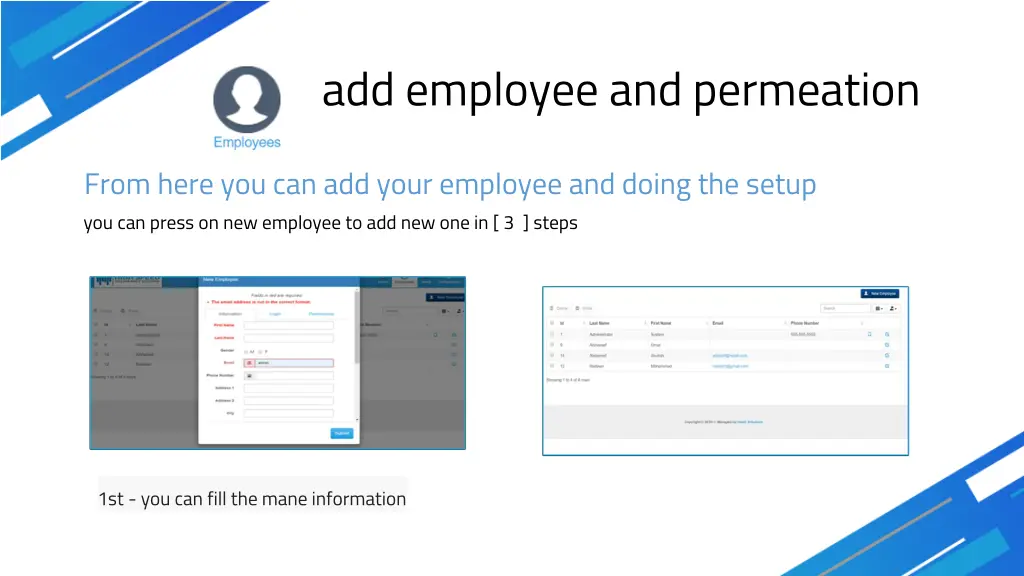 add employee and permeation