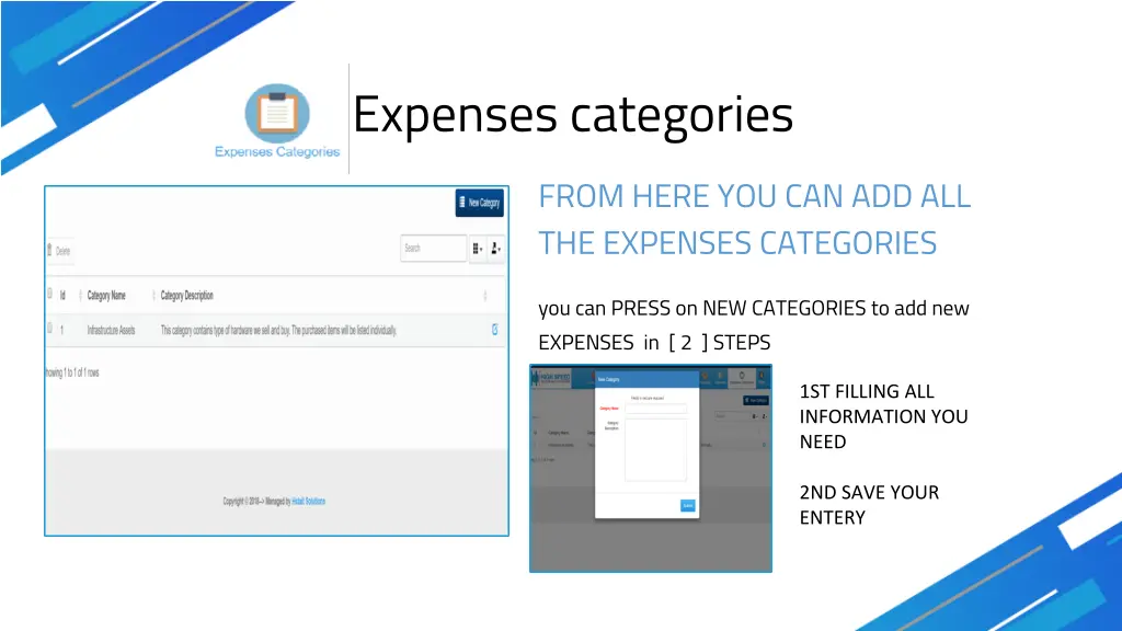 expenses categories from here