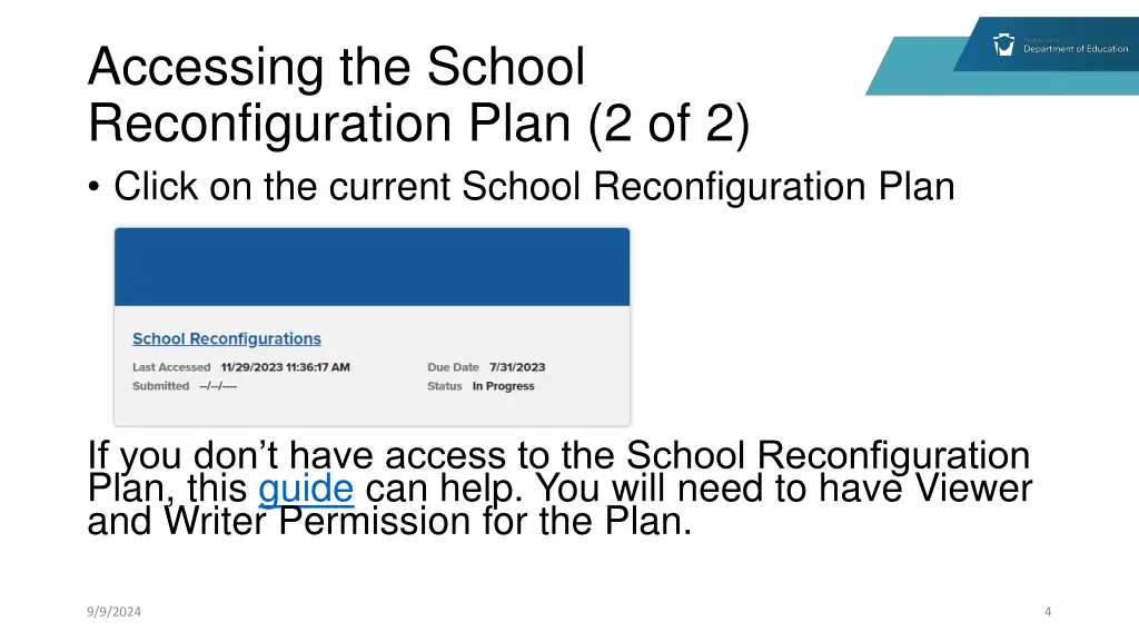 accessing the school reconfiguration plan 1