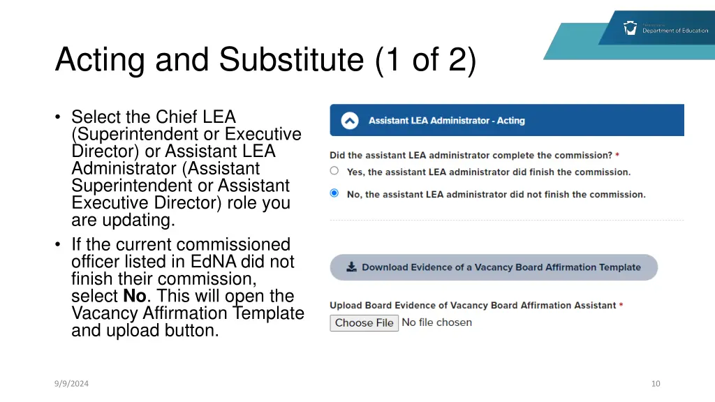 acting and substitute 1 of 2