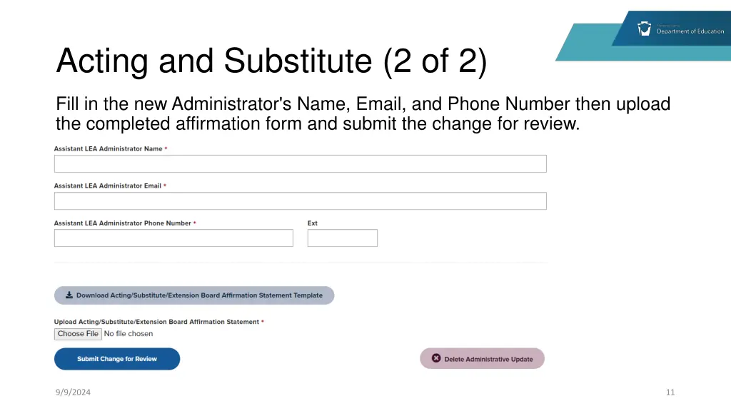 acting and substitute 2 of 2