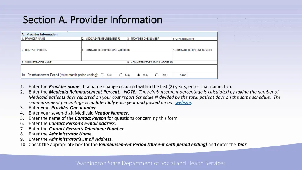 section a provider information section a provider