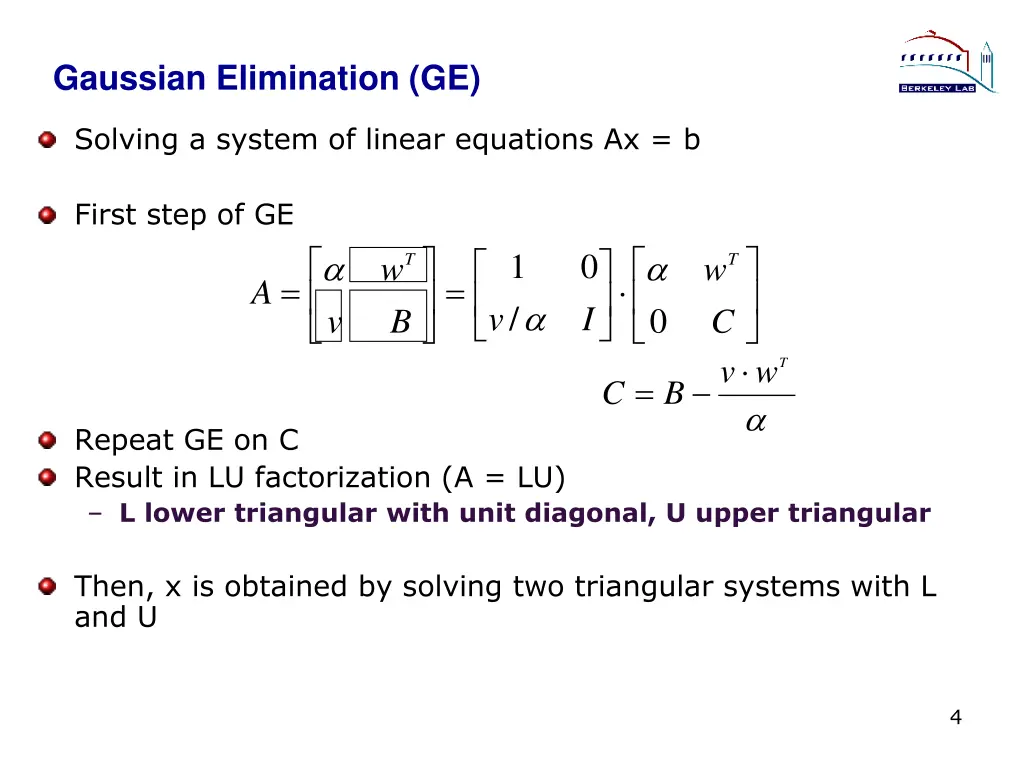 gaussian elimination ge