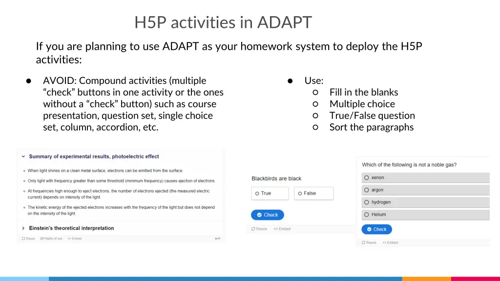 h5p activities in adapt