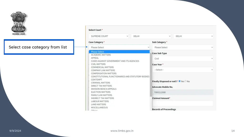 select case category from list