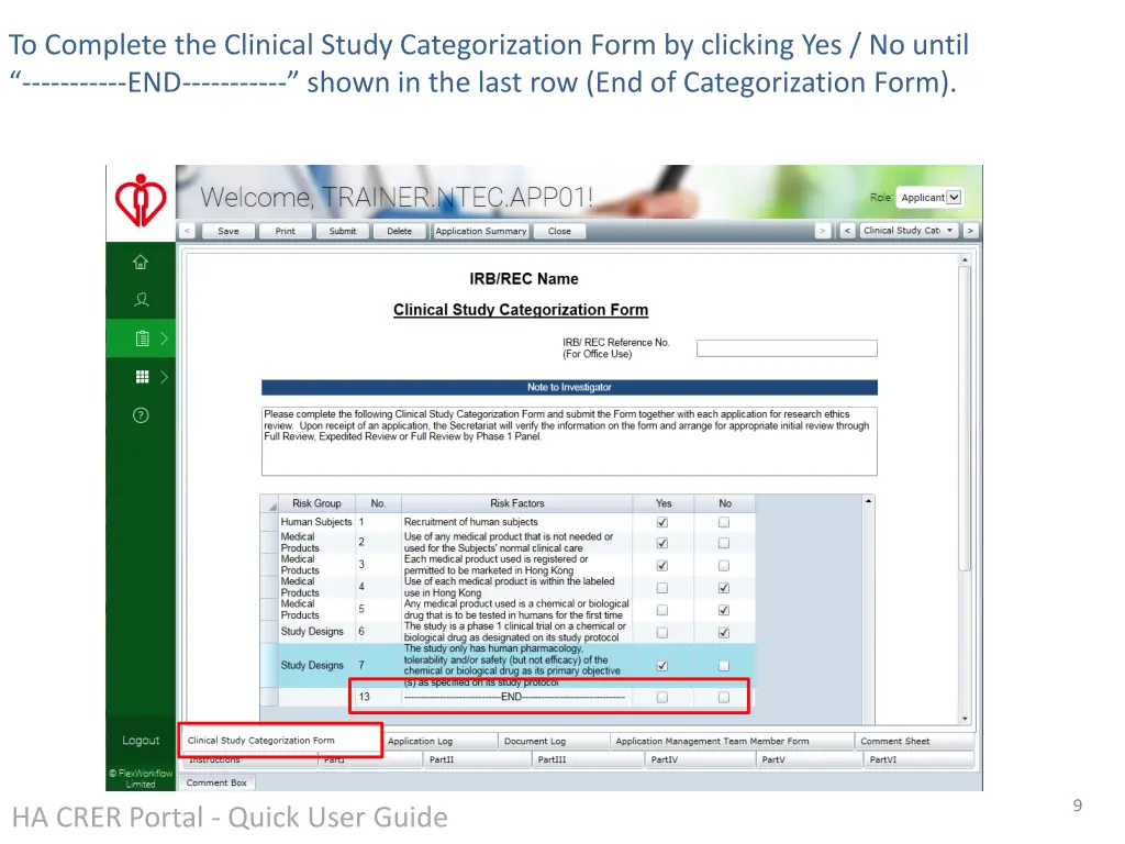 to complete the clinical study categorization