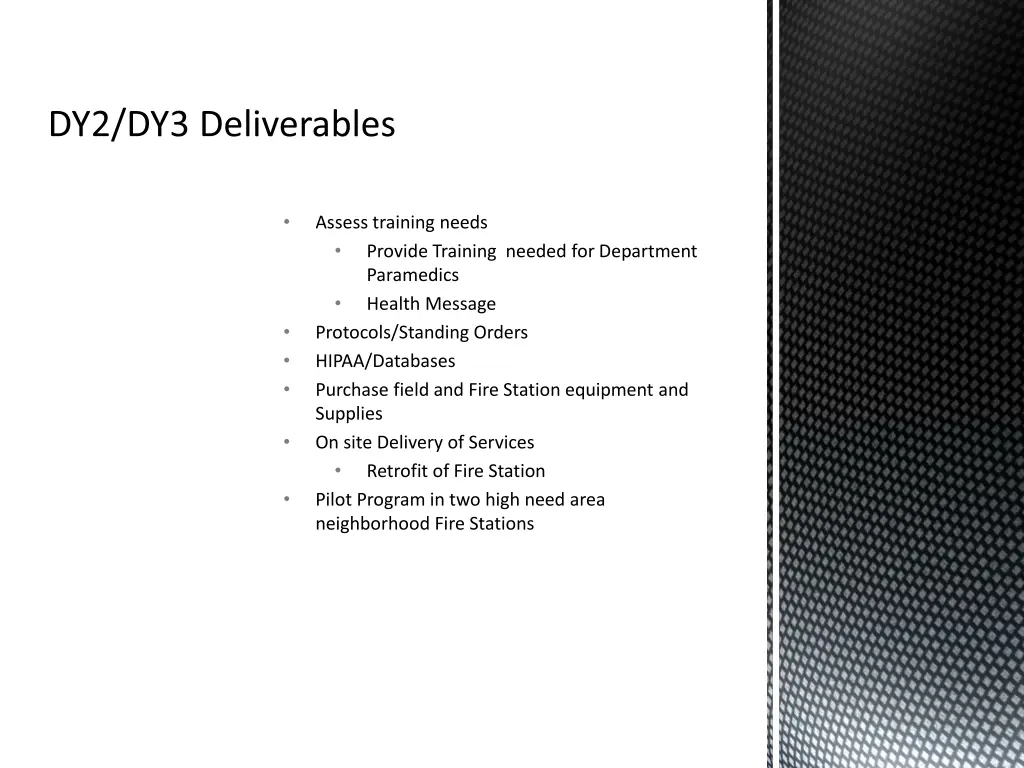 dy2 dy3 deliverables