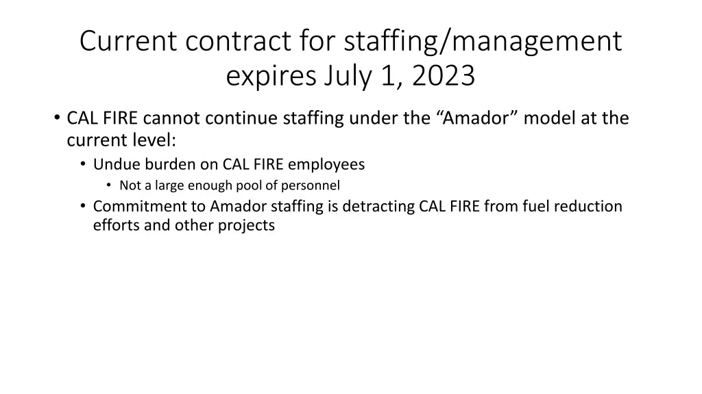 current contract for staffing management expires