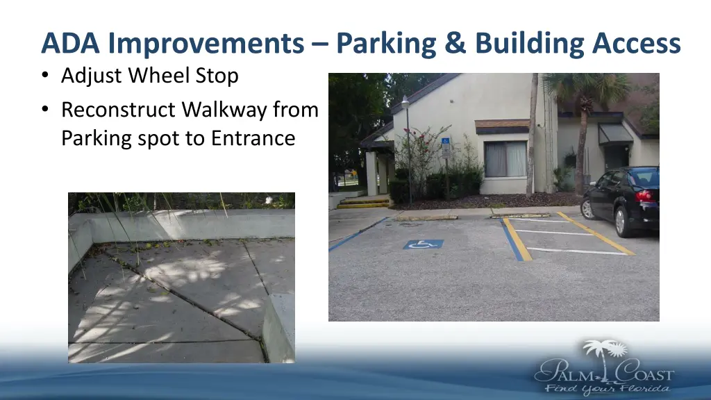 ada improvements parking building access adjust