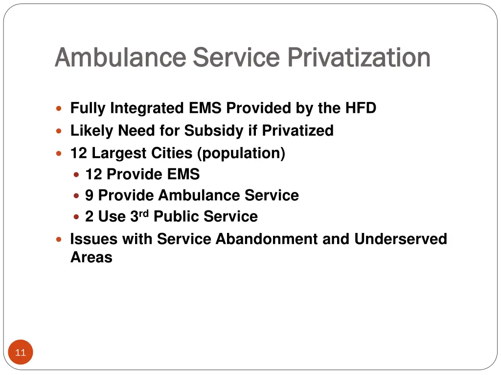 ambulance service privatization ambulance service