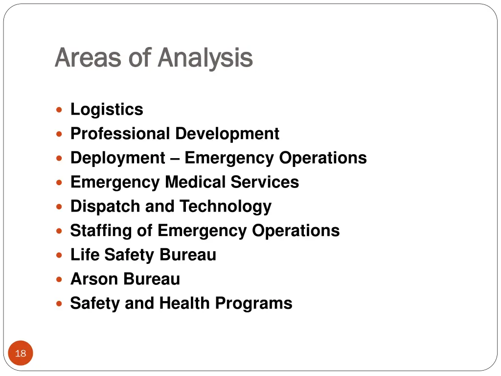 areas of analysis areas of analysis