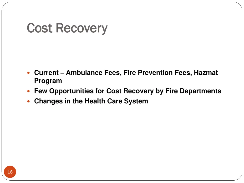 cost recovery cost recovery