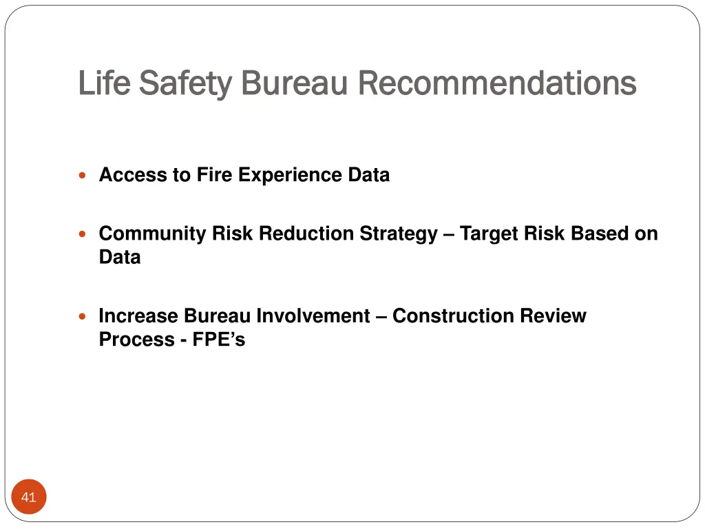 life safety bureau recommendations life safety 1