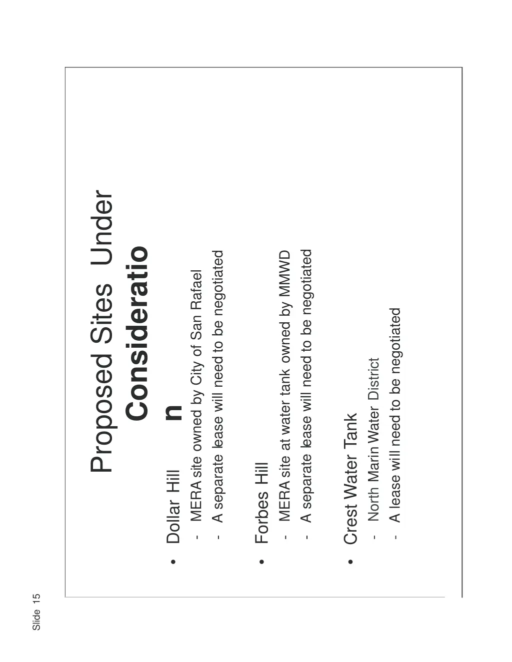 proposed sites under 1