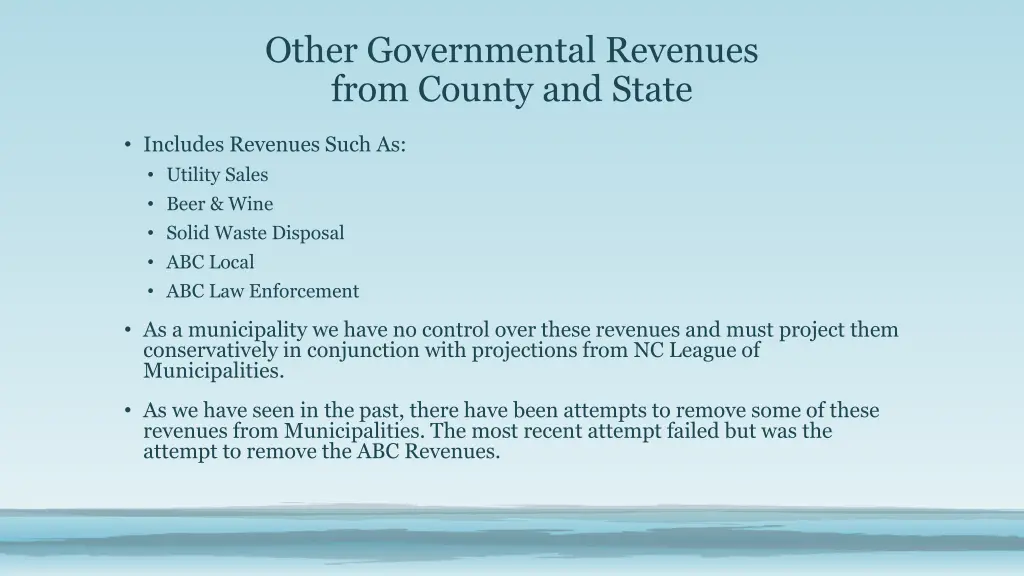 other governmental revenues from county and state