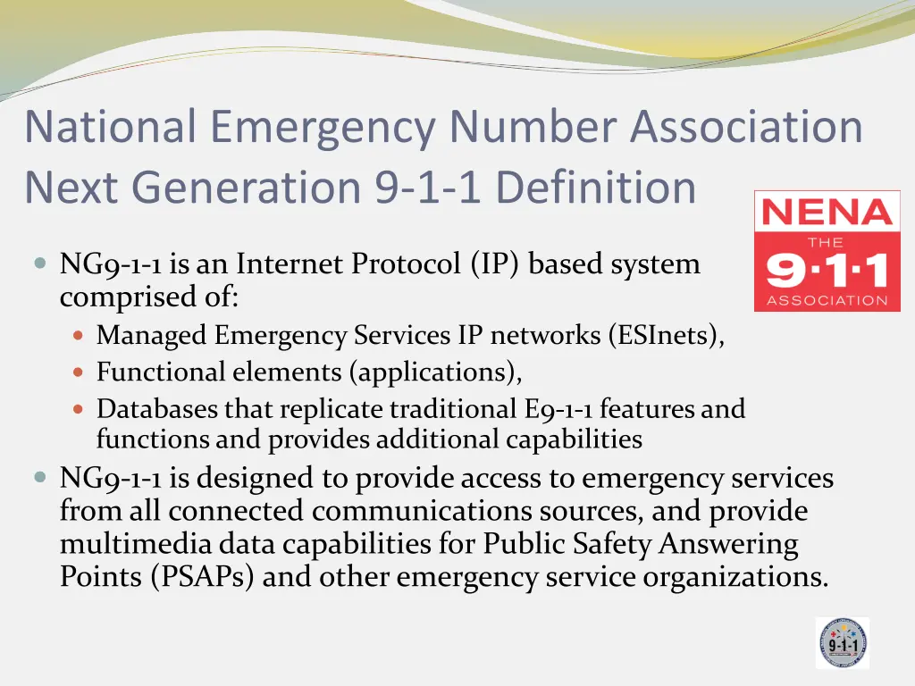 national emergency number association next