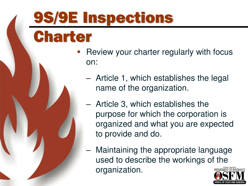 9s 9e inspections charter review your charter