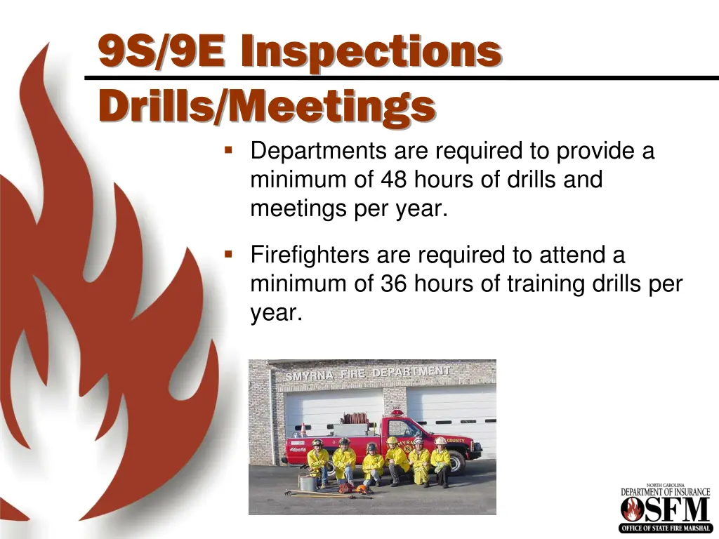 9s 9e inspections drills meetings departments