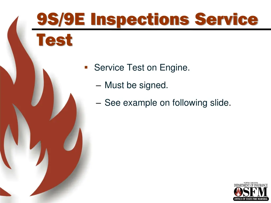 9s 9e inspections service test