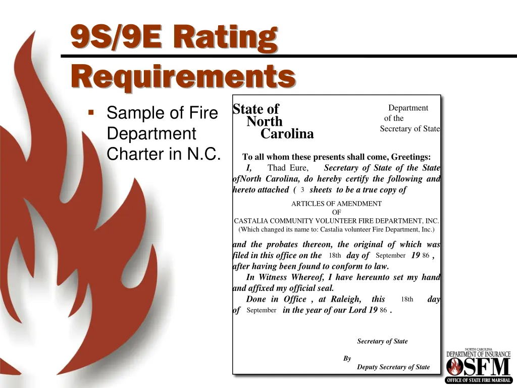 9s 9e rating requirements sample of fire