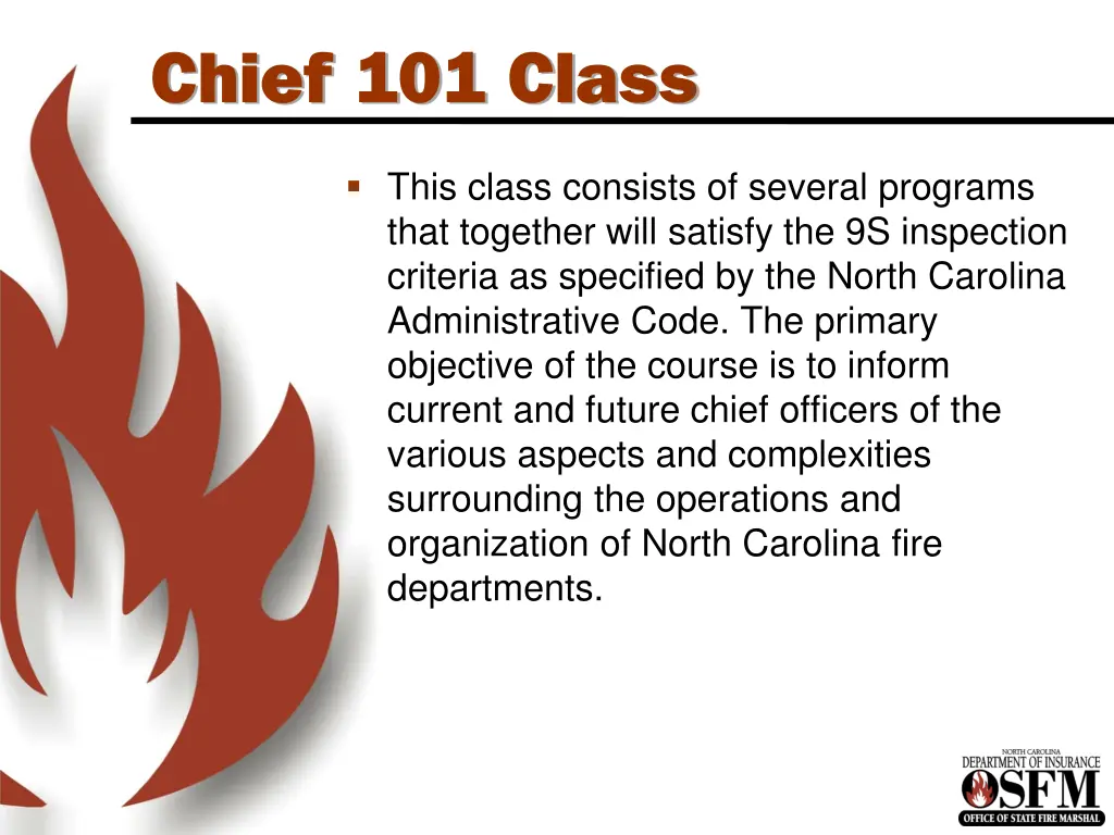 chief 101 class