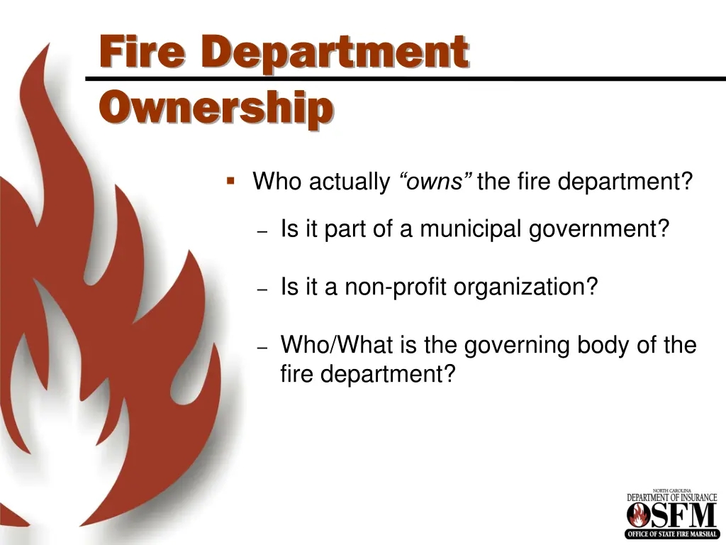 fire department ownership