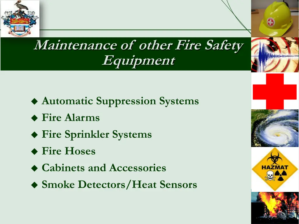 maintenance of other fire safety equipment