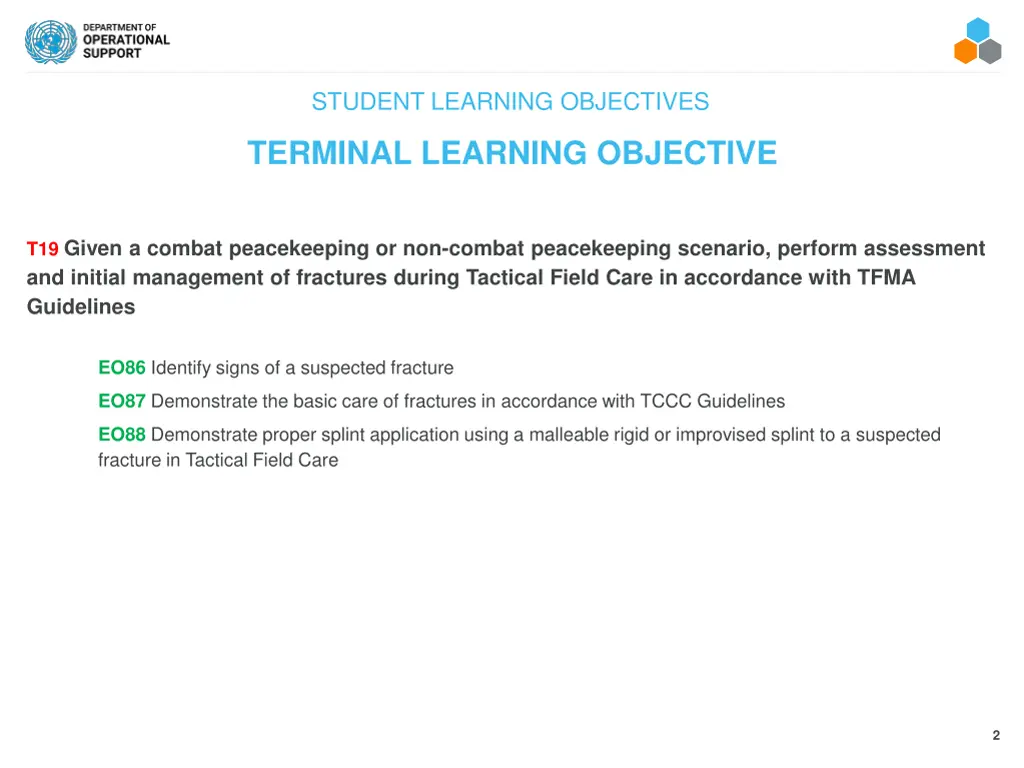 student learning objectives