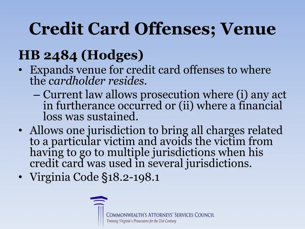 credit card offenses venue