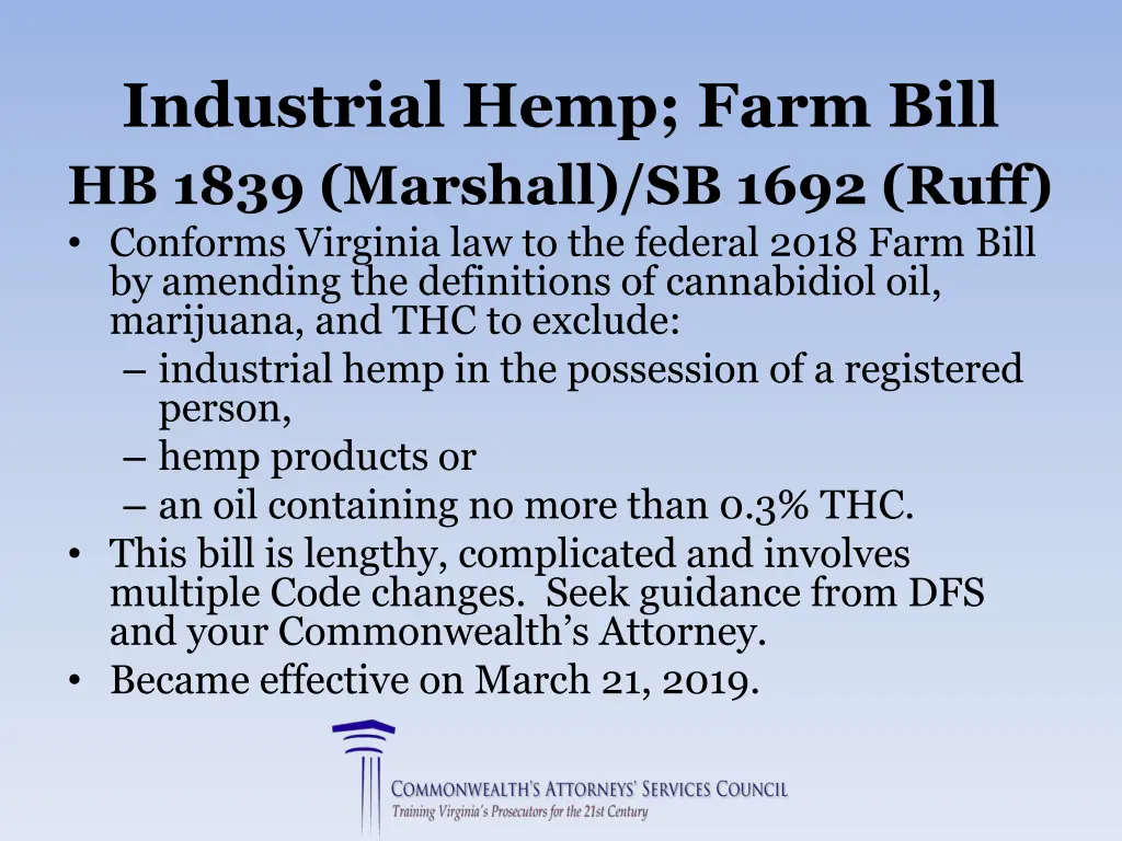 industrial hemp farm bill hb 1839 marshall