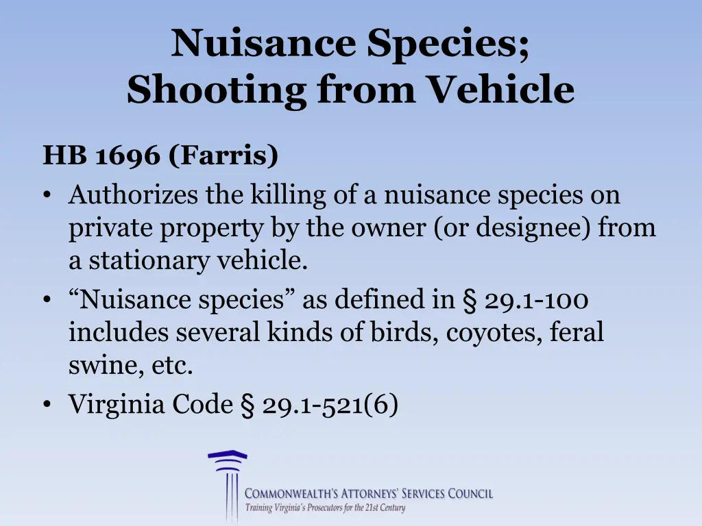 nuisance species shooting from vehicle