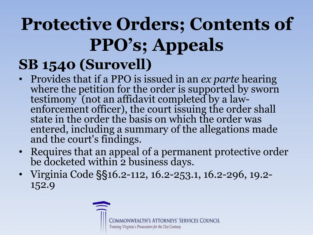 protective orders contents of ppo s appeals