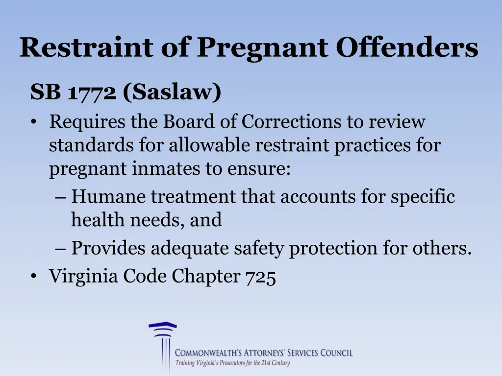 restraint of pregnant offenders