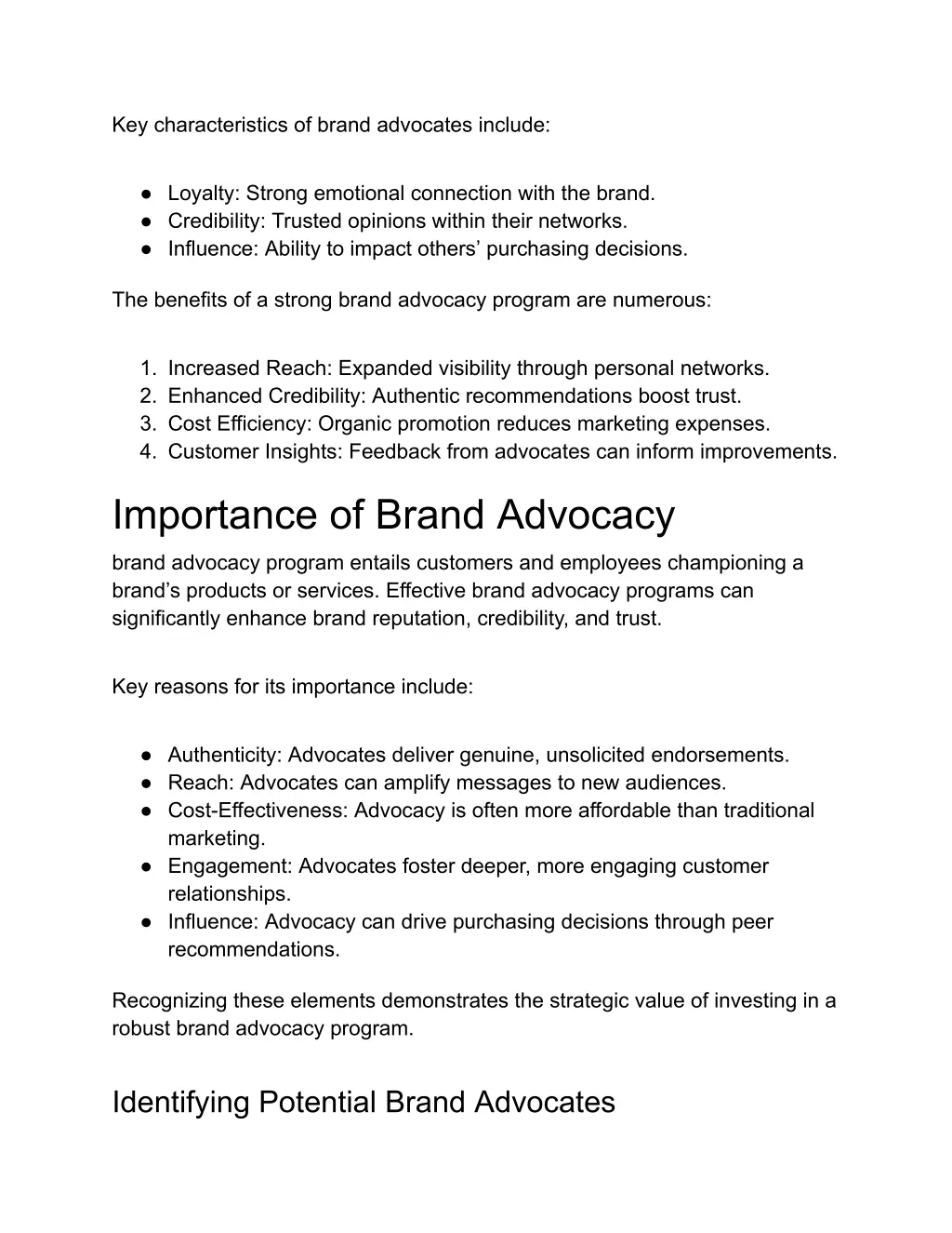 key characteristics of brand advocates include