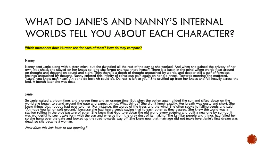 what do janie s and nanny s internal worlds tell